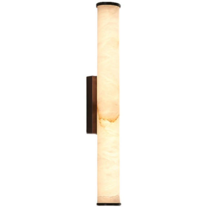 Sconce Lamp Marble-Effect Resin Minimalist LED with Copper-Toned Accents