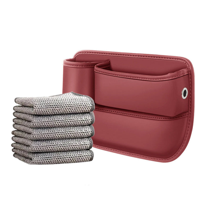 Seat Gap Storage Box Leather | Fits Driver & Co-Driver Seat Gaps | Stops Items Falling, Reserved Charging Port