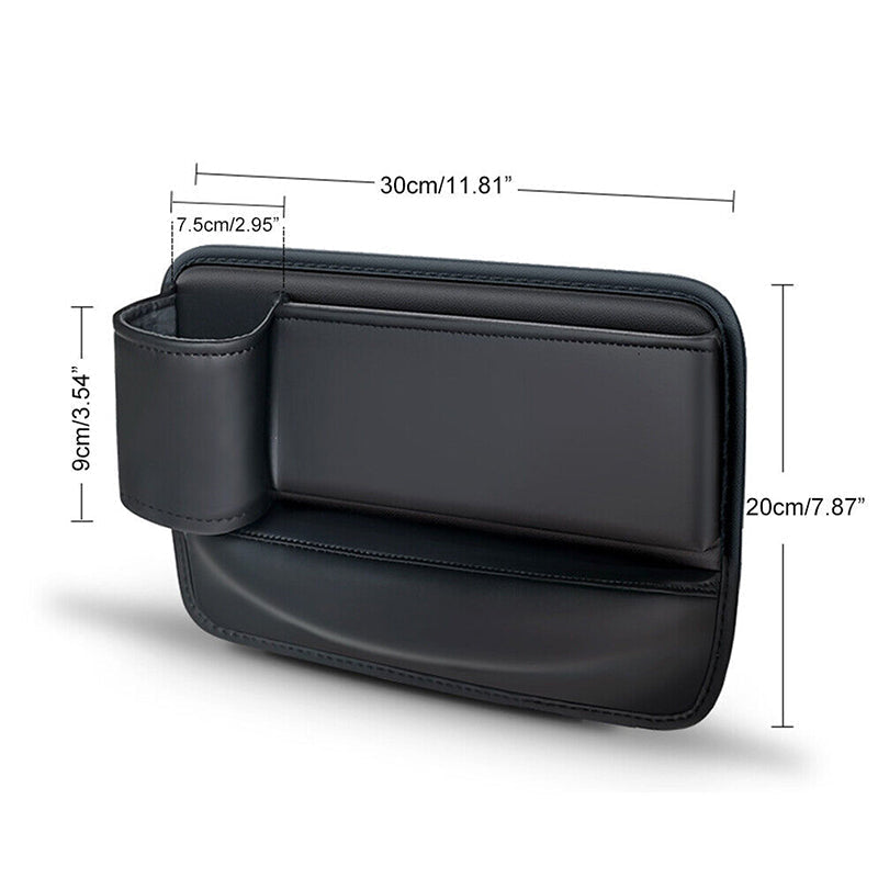 Seat Gap Storage Box Leather | Fits Driver & Co-Driver Seat Gaps | Stops Items Falling, Reserved Charging Port
