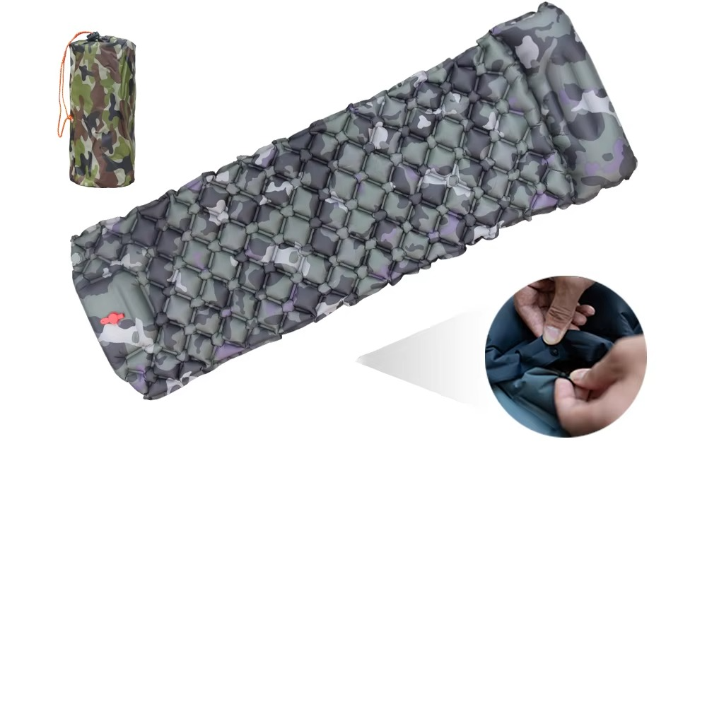 Self Inflating Camping Sleeping Pad with Built-In Pillow - Lightweight Design - Ergonomic
