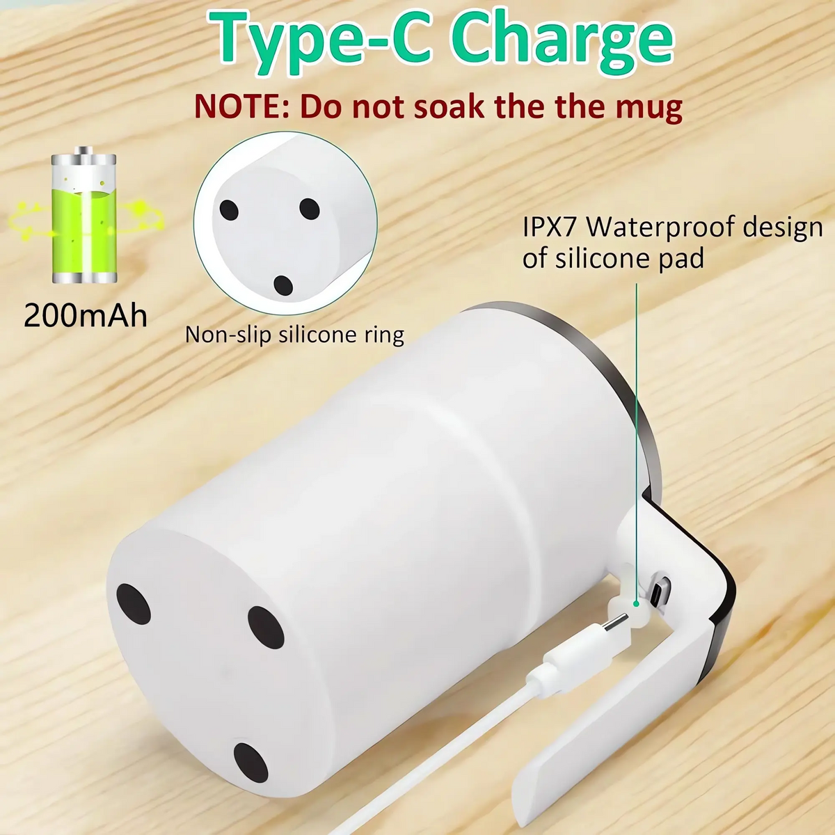 Self Mixing Coffee Mug Electric | Automatic Magnetic Stirring in 20 Seconds | Rechargeable USB-C, IP67 Waterproof