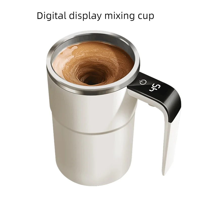 Self Mixing Coffee Mug Electric | Automatic Magnetic Stirring in 20 Seconds | Rechargeable USB-C, IP67 Waterproof