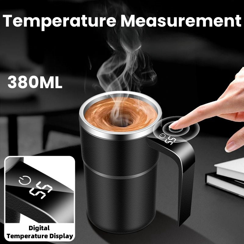 Self Mixing Coffee Mug Electric | Automatic Magnetic Stirring in 20 Seconds | Rechargeable USB-C, IP67 Waterproof