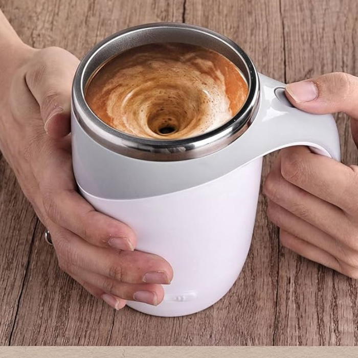 Self-Stirring Mug | USB Rechargeable Magnetic Capsule Blender | Spill-Proof Lid, Smooth Coffee and Shakes On the Go