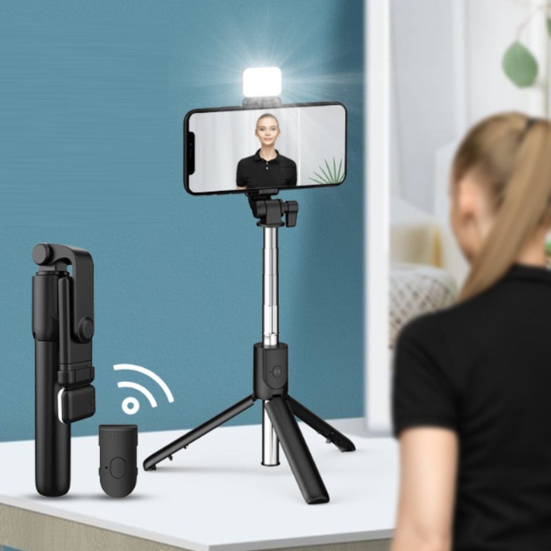 Selfie Stick Tripod Bluetooth Extendable Stainless Steel with Fill Light