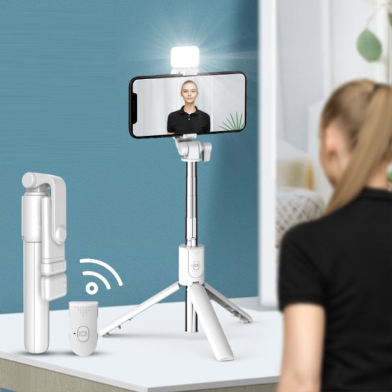 Selfie Stick Tripod Bluetooth Extendable Stainless Steel with Fill Light