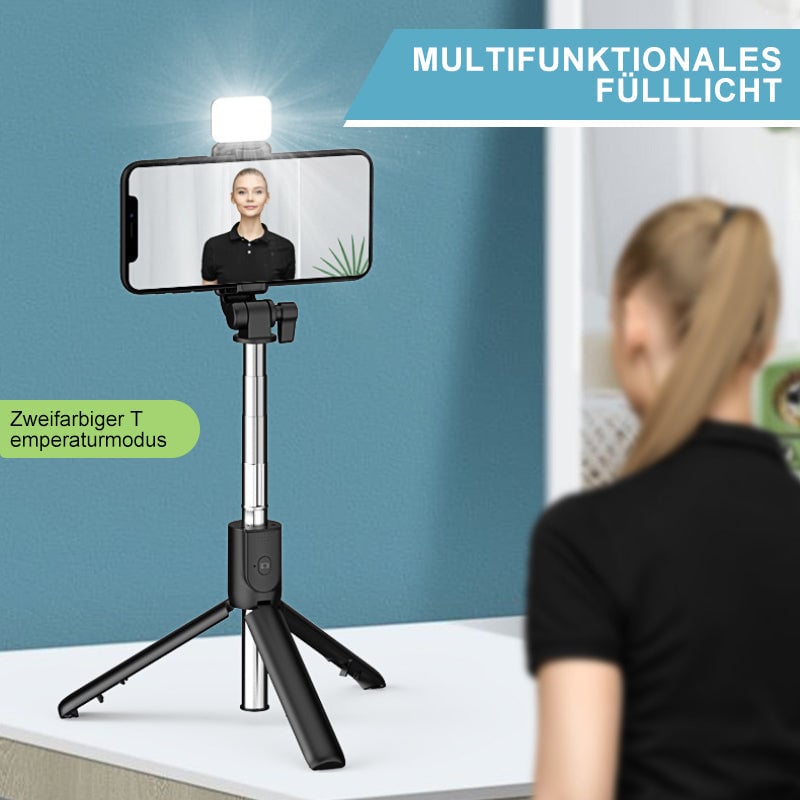 Selfie Stick Tripod Bluetooth Extendable Stainless Steel with Fill Light