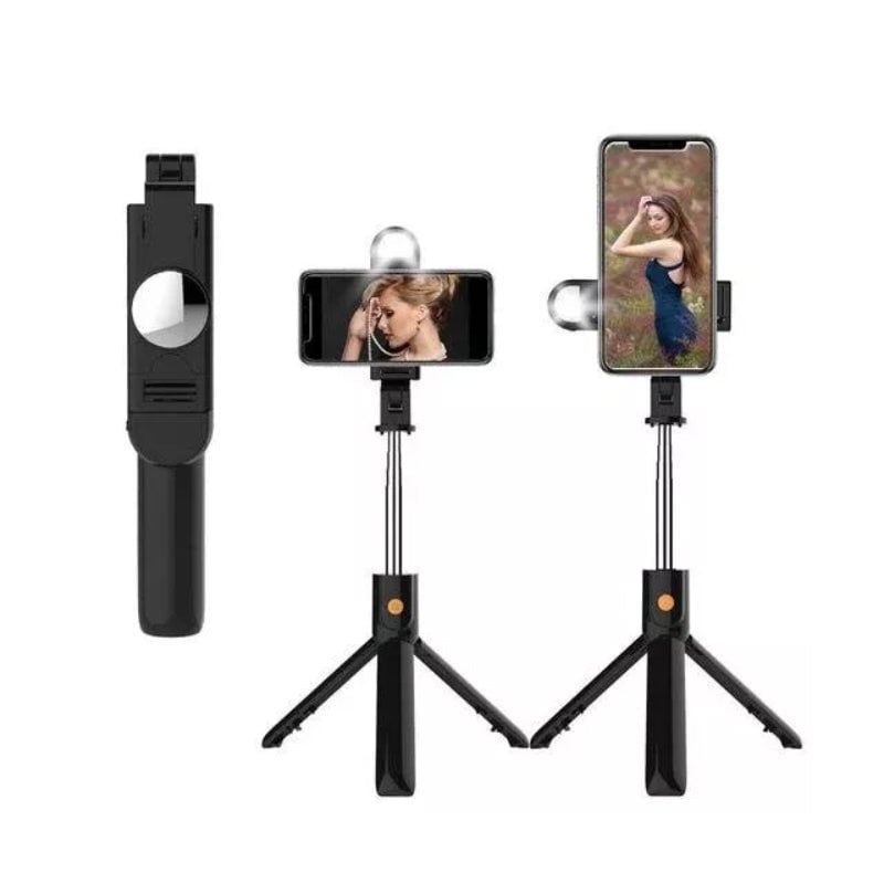 Selfie Stick Tripod Bluetooth Extendable Stainless Steel with Fill Light
