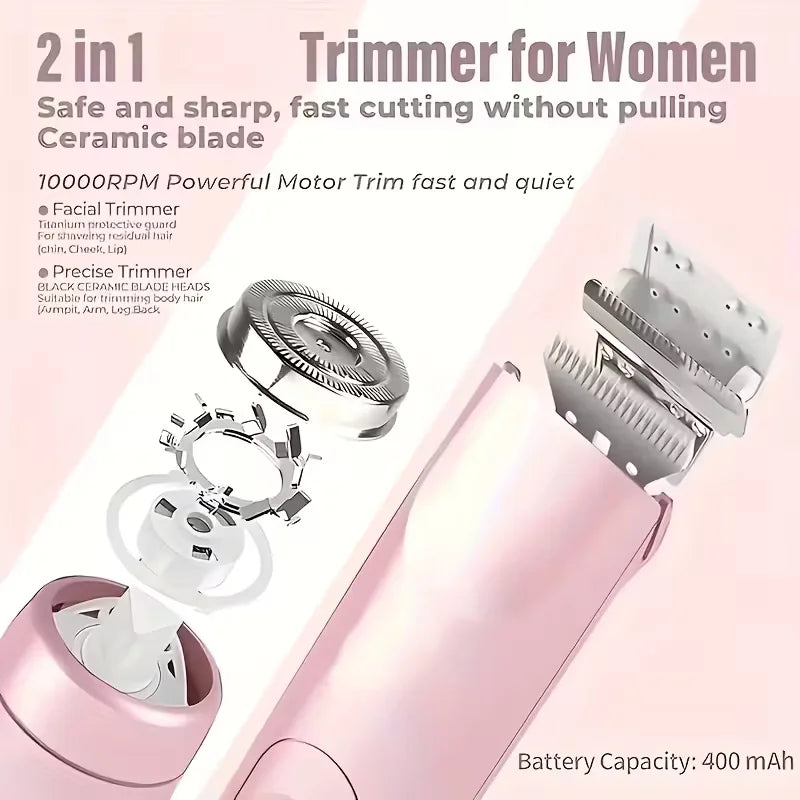 Shaver | Women's 2-in-1 Cordless Trimmer and Rotary Foil Head Set