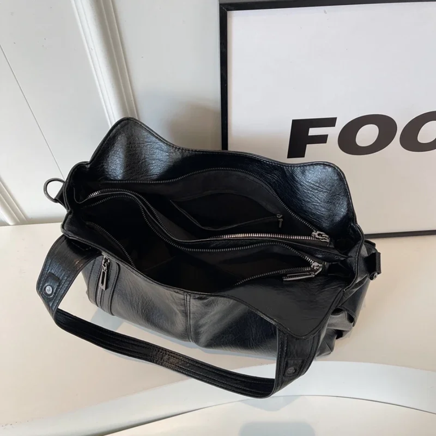 Shoulder Bag - PU Leather - Multi-Compartment - Adjustable Strap - Zip Pockets