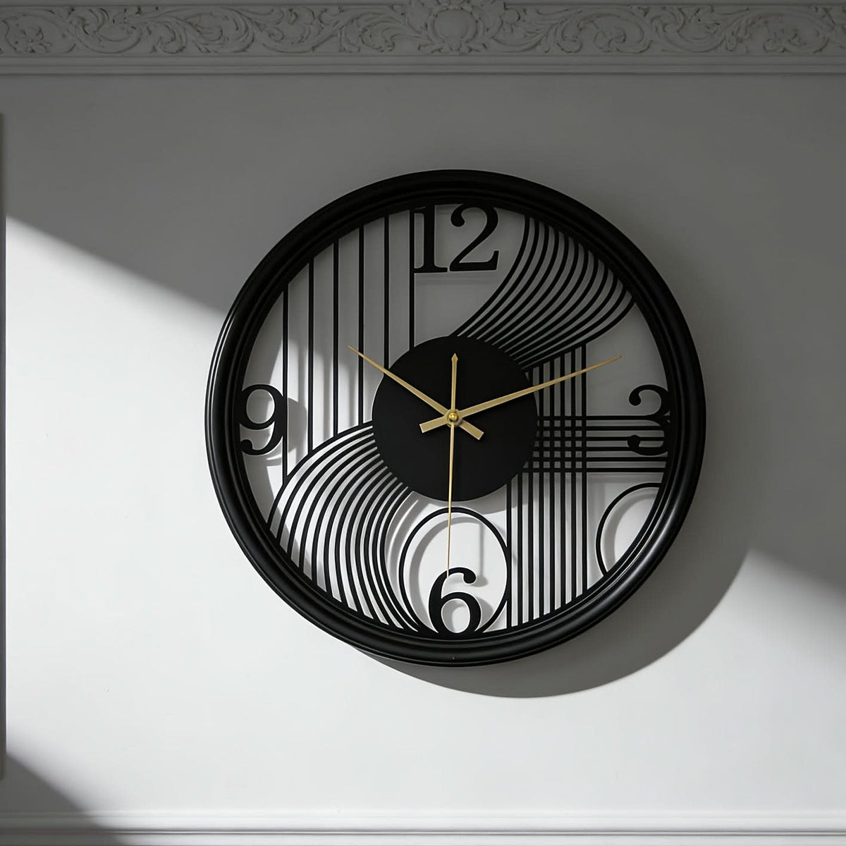 Silent Wall Clock Large Iron 3D Round Analogue with Non-Ticking Movement