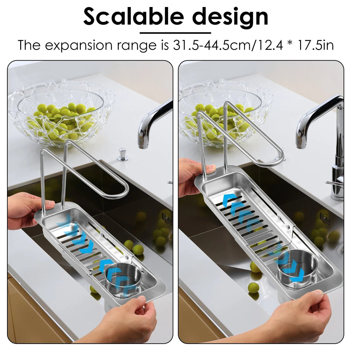 Sink Drain Shelf | Telescopic Tray With Towel Bar And Cup