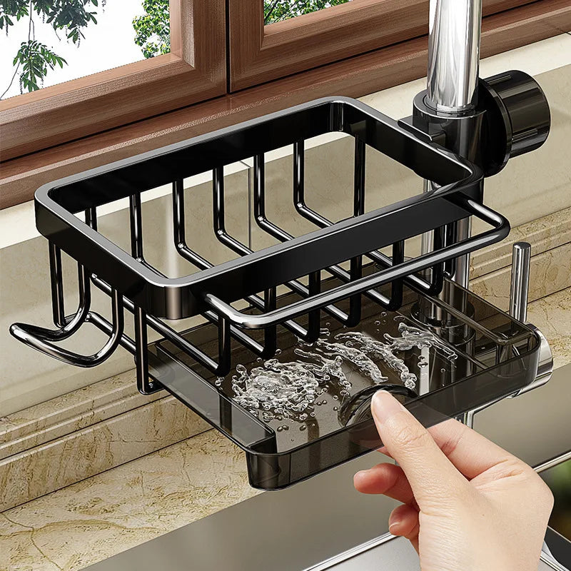 Sink Organizer | Faucet Mounted Rack With A Drip Tray