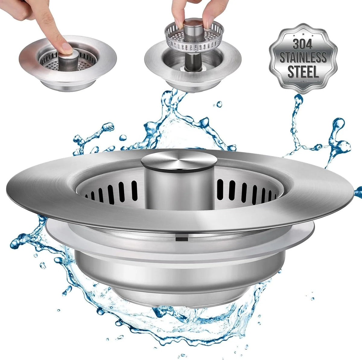 Sink Saver | Press-Down Stopper With A Scrap Basket