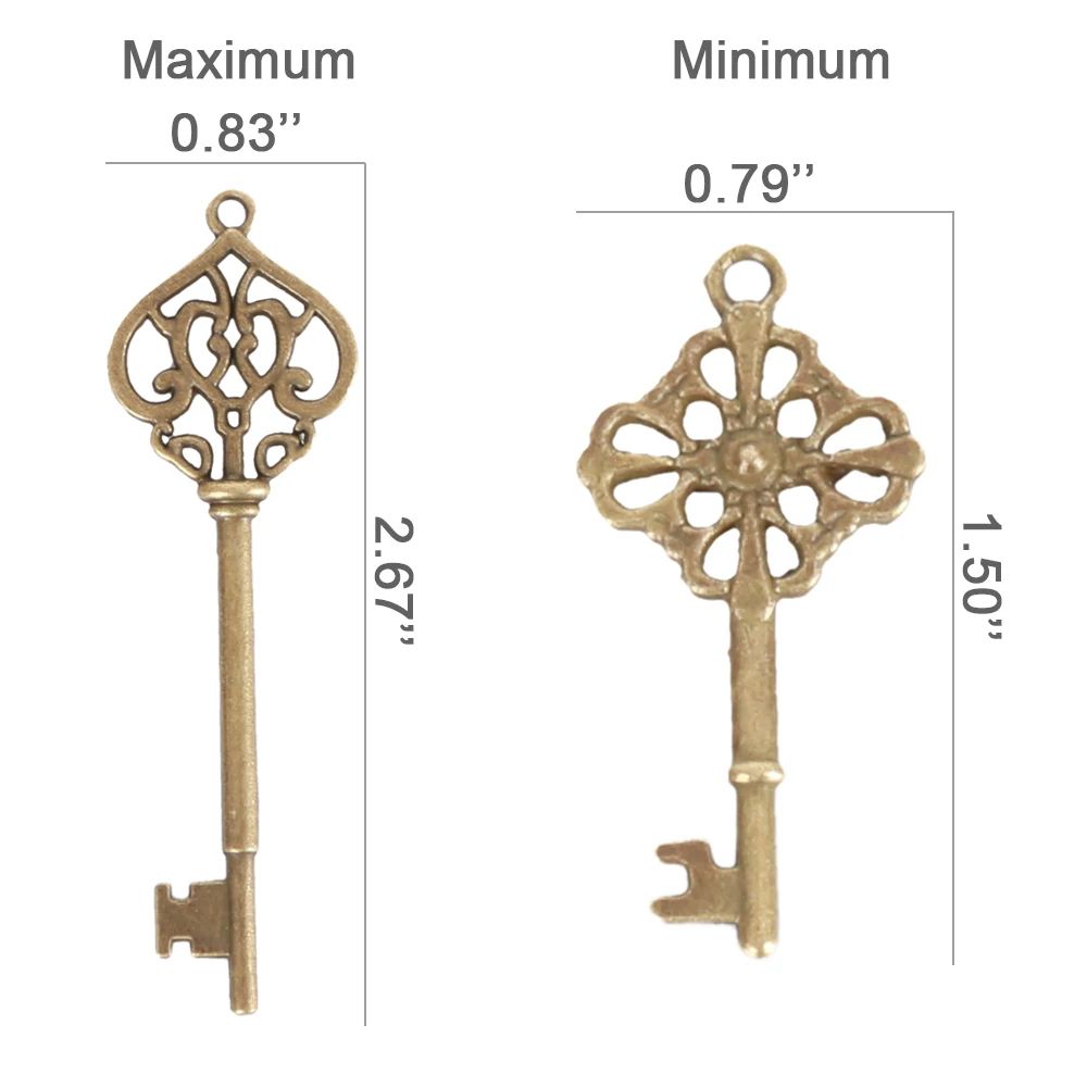 Skeleton Key Bottle Openers Metal Alloy | Set of 40 Pack with Personalised Sticker Cards | Vintage Wedding Favours
