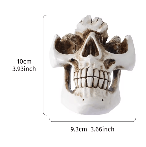 Skull Resin Glasses Holder | Halloween Decorative Storage Rack | Holds Eyeglasses & Sunglasses Securely on Desk or Shelf