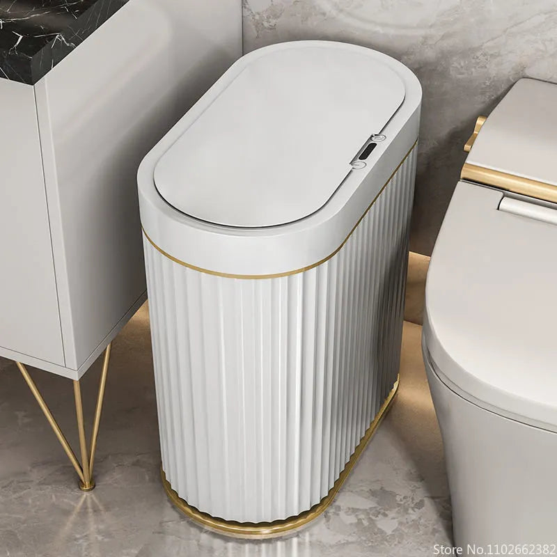 Smart Touchless Sensor Bin | Slim Oval With A Fluted Body