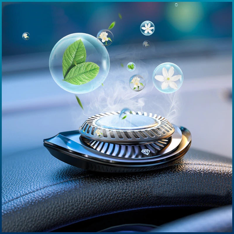 Solar Air Purifier Car D-Shape ABS-Alloy Compact with Cologne Scent