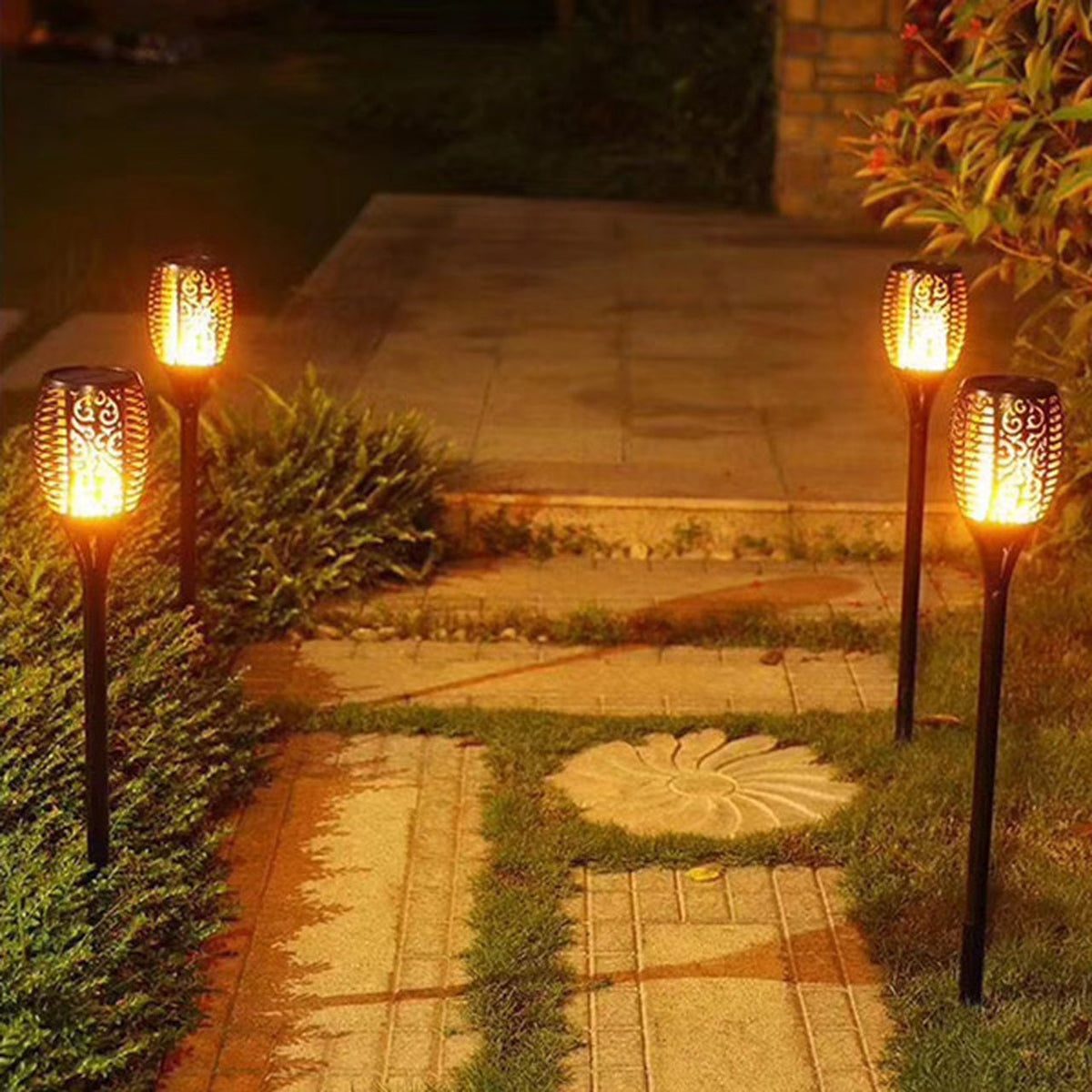 Solar Flame Garden Light | IP65 Weatherproof, No Wiring Needed | Metal Stake, 3 Sizes, 12-96 LED, 51-76 cm Tall