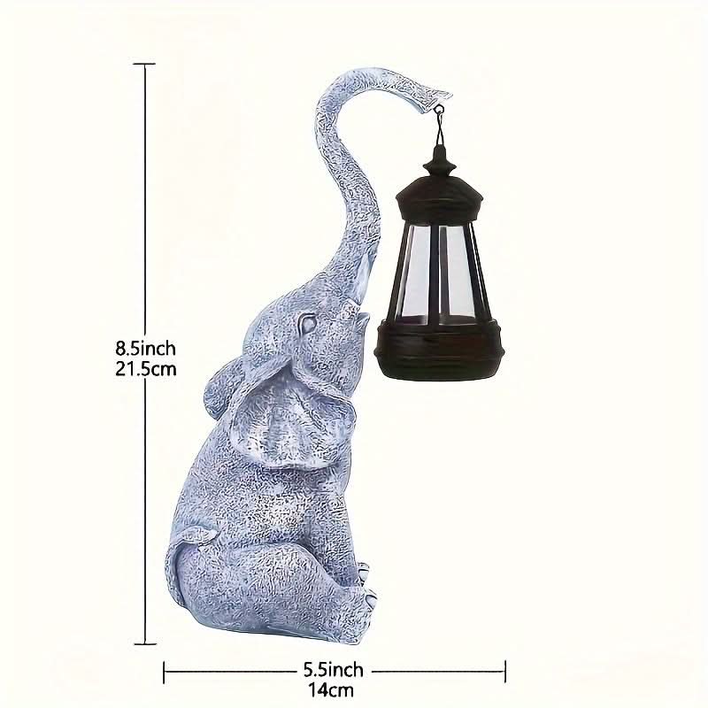 Solar Garden Lights Elephant Design - Resin - Solar-Powered - Outdoor Indoor - Delveno