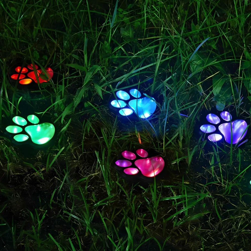Solar Paw Print Light, ABS Plastic | IP44 Waterproof, Automatic Dusk Sensor | Up to 10 Hours Glow, 3 to 24 Pack