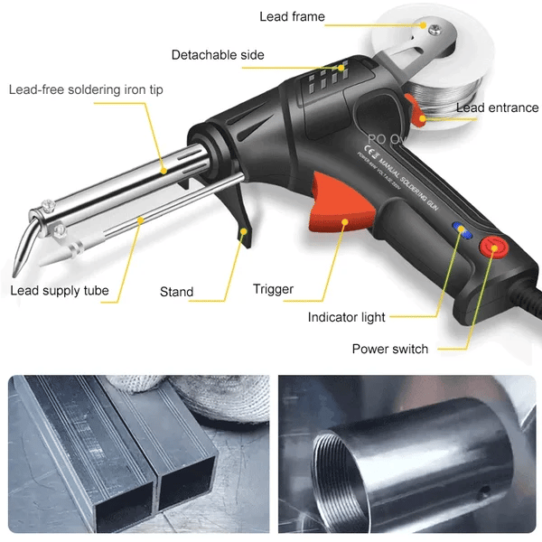 Soldering Gun | 20-Second Ceramic Core Heat-Up | Ergonomic One-Handed Control for Clean Precise Solder Joints Quickly