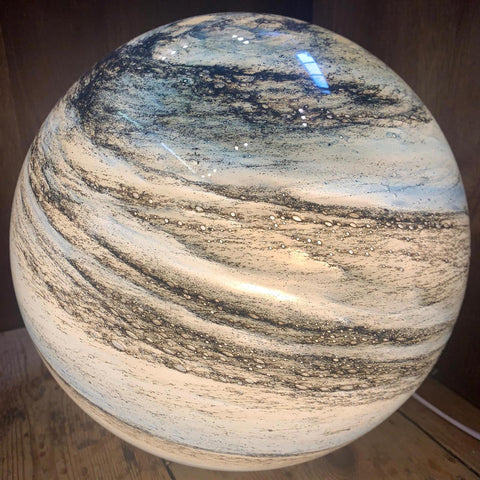 Sphere LED Table Lamp | Swirled Surface, Sits On Low Feet
