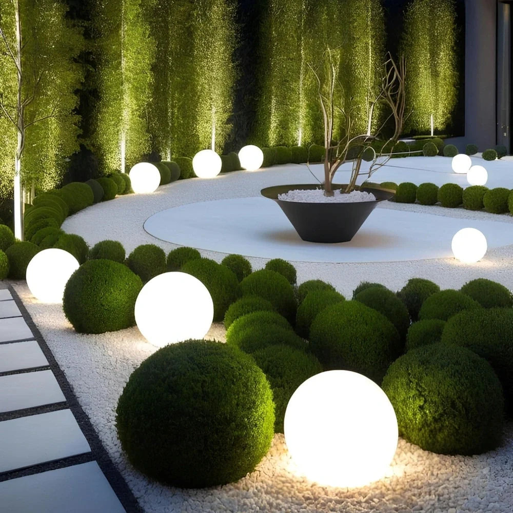 Spherical LED Garden Light | 16-Colour Remote Control, USB Rechargeable | Weather-Resistant, Solar Powered Option