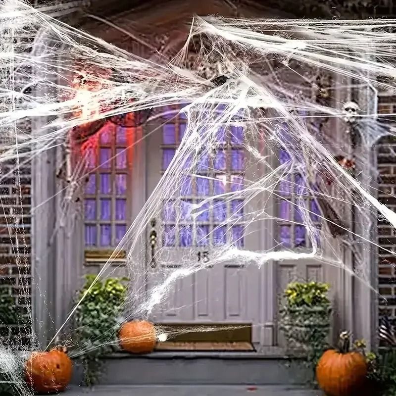 Spider Web Halloween Decoration | Stretchable Cotton Thread Webbing | Covers Large Areas for Instant Spooky Effect