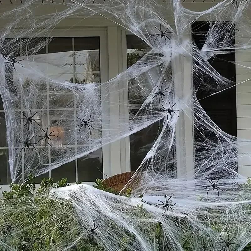 Spider Web Halloween Decoration | Stretchable Cotton Thread Webbing | Covers Large Areas for Instant Spooky Effect