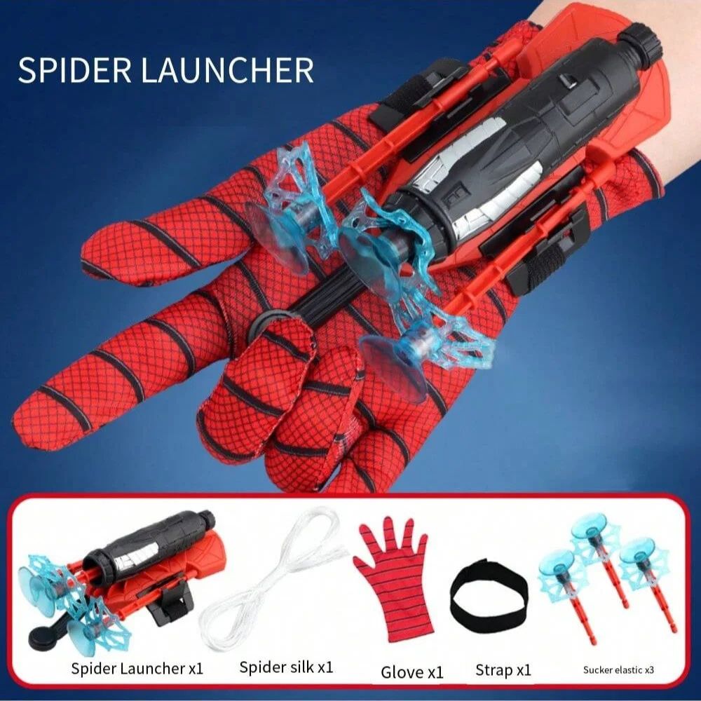 Spider Web Shooter Glove Superhero Cosplay Toy | Wrist-Mounted Shooting Mechanism | Interactive Play for Kids & Adults