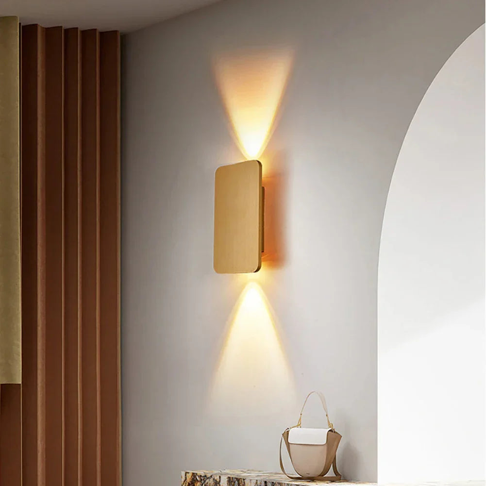 Square Wall Sconce Aluminium | Dual-Head Up and Down LED Lighting | Energy-Efficient Modern Wall Light for Hallways and Bedrooms