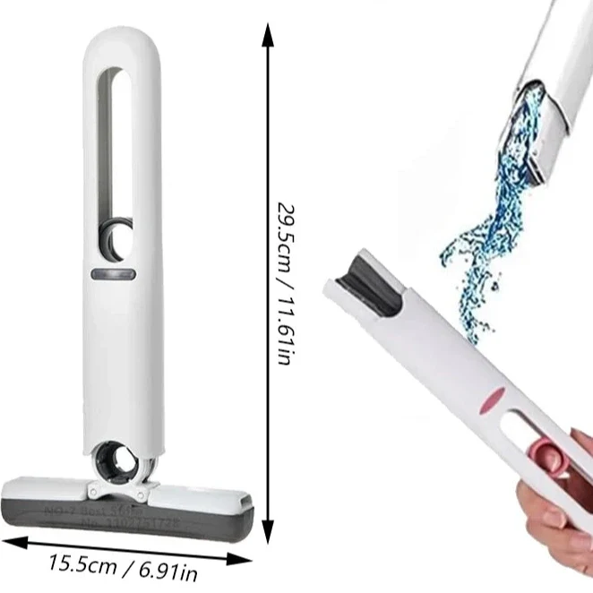 Squeeze Mop Compact Self-Wringing | 1 Handle 4 Head or 2 Handle 5 Head | Hands-Free Space-Saving Cleaning Tool