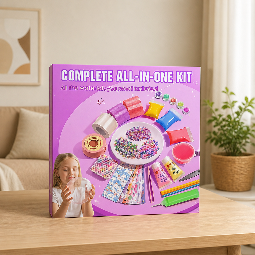 Squishy Bubble DIY Craft Kit | Non-Toxic Gel, Beads & Glitter | Complete All-In-One Stress-Relief Shape-Making Craft Set