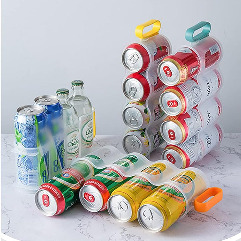 Stackable Can Storage Box Clear Plastic | Holds 4 Cans Per Tray, BPA-Free | Space-Saving Fridge & Pantry Organiser