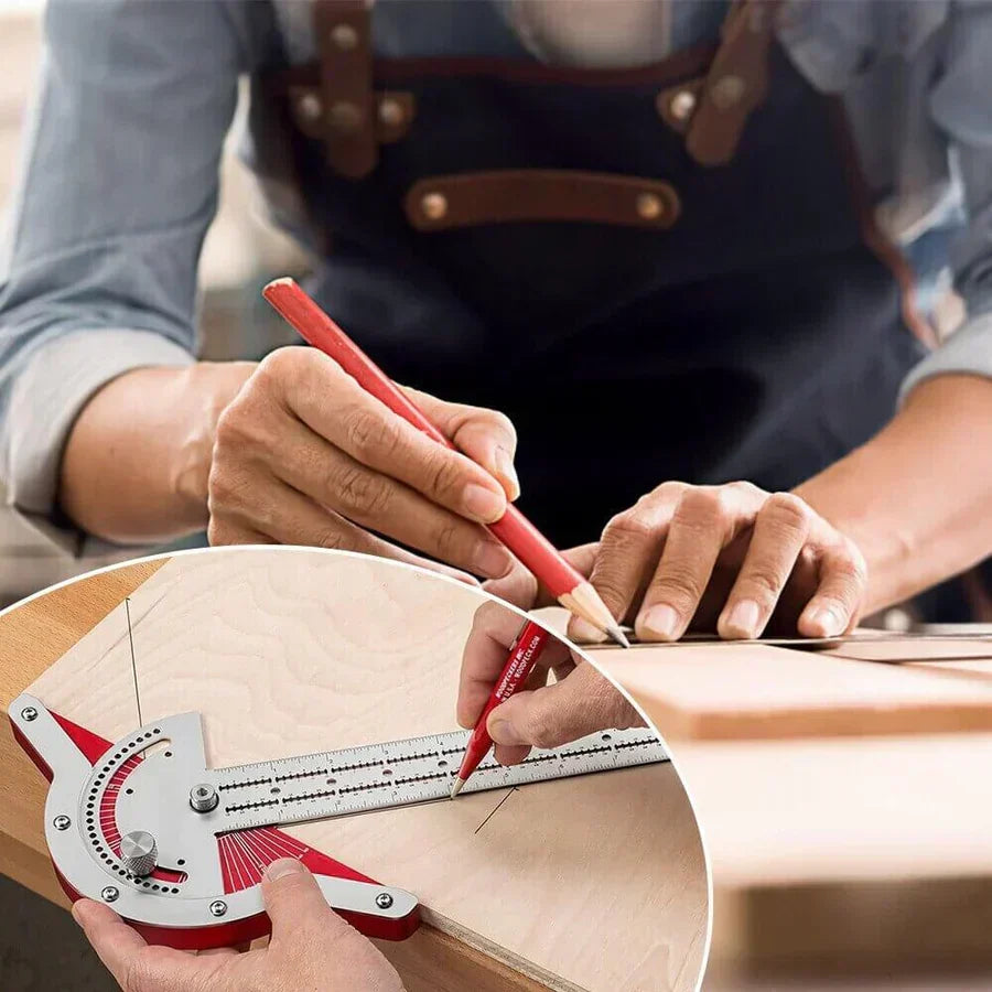 Stainless Steel Angle Ruler | Adjustable 0-70° Measuring Head | Satin-Finish Precision Tool for Woodworking & DIY