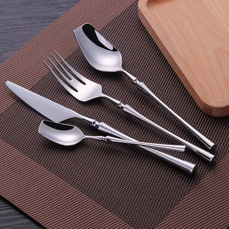 Stainless Steel Cutlery Set | Weighted Ergonomic Handles | Rust-Resistant Polished Finish for Everyday Family Dining