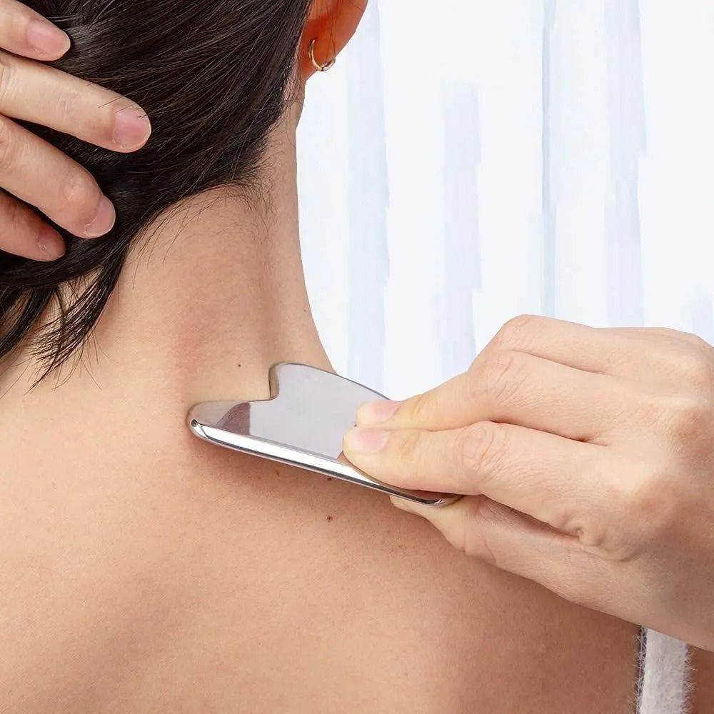 Stainless Steel Gua Sha Massager Tool | 304 Medical-Grade Steel | Face, Neck and Body Massage for Circulation and Relaxation