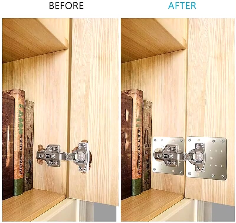 Stainless Steel Hinge Repair Kit | Fits Multiple Cabinet Door Sizes | Fixes Loose, Sagging or Broken Furniture Hinges