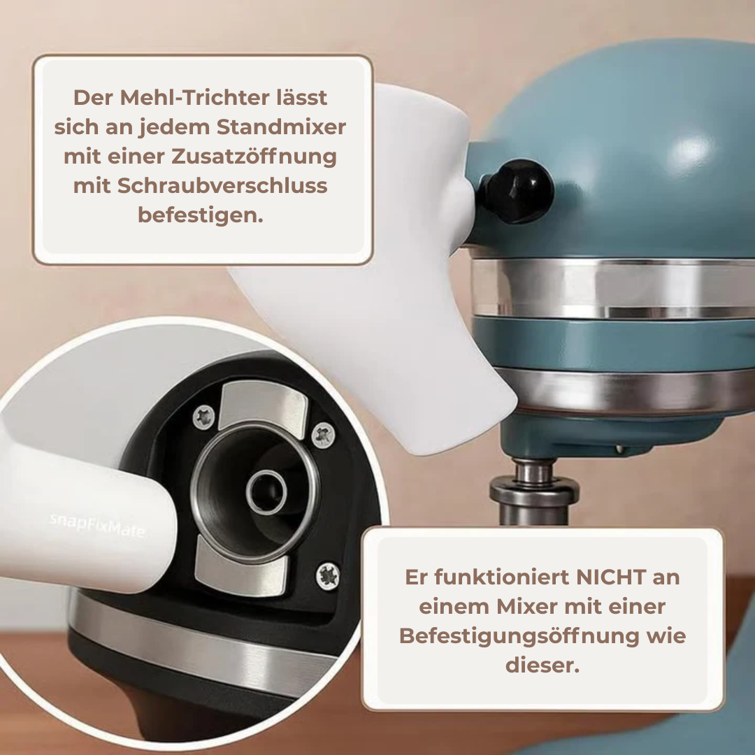 Stand Mixer Pouring Funnel Set | Fits KitchenAid KSM150 1.9L Tilt-Head Mixer | Spill-Free, Easy-Clean Baking Accessory