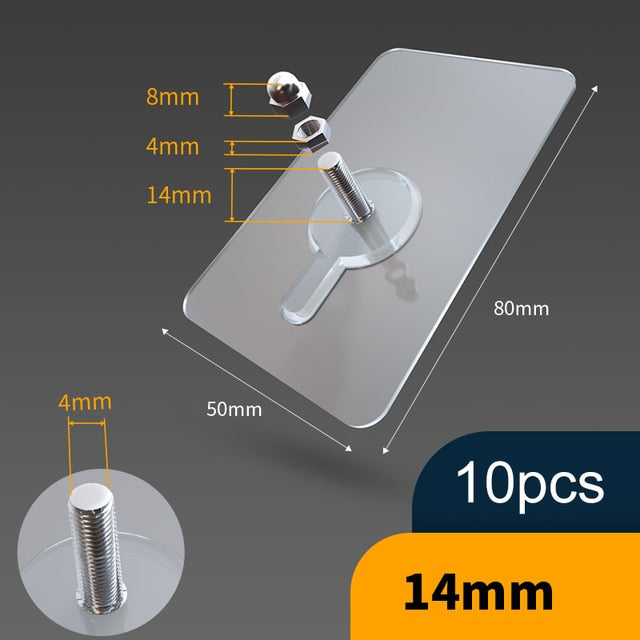 Sticky Hanger Punch-Free Transparent Heavy Duty PVC with 6 kg Load Capacity