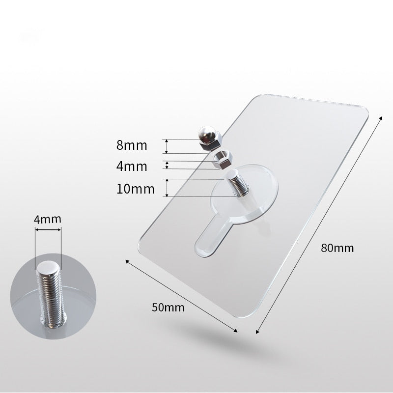Sticky Hanger Punch-Free Transparent Heavy Duty PVC with 6 kg Load Capacity