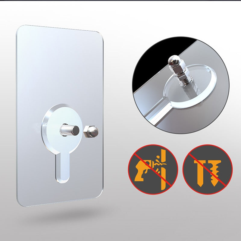 Sticky Hanger Punch-Free Transparent Heavy Duty PVC with 6 kg Load Capacity