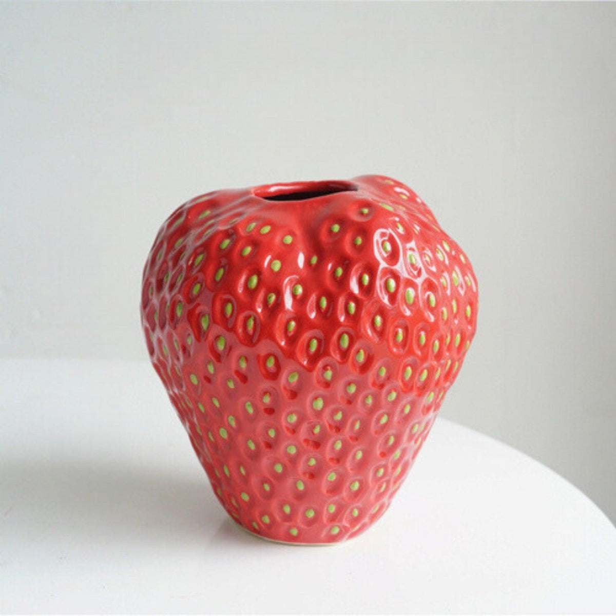 Strawberry Decorative Vase | Dimpled Seeds, Glossy Finish