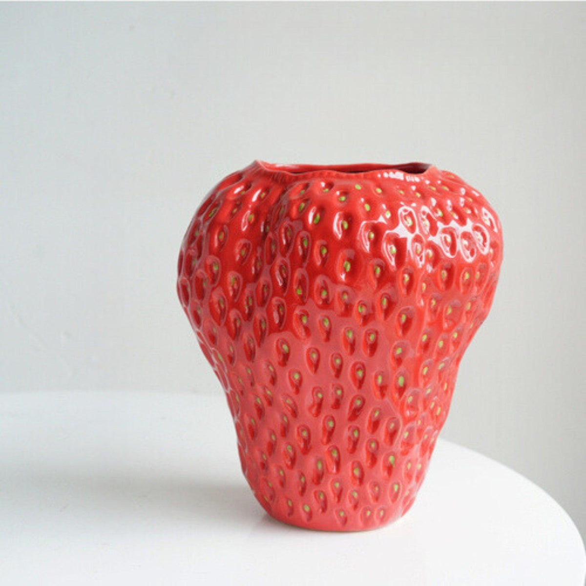 Strawberry Decorative Vase | Dimpled Seeds, Glossy Finish