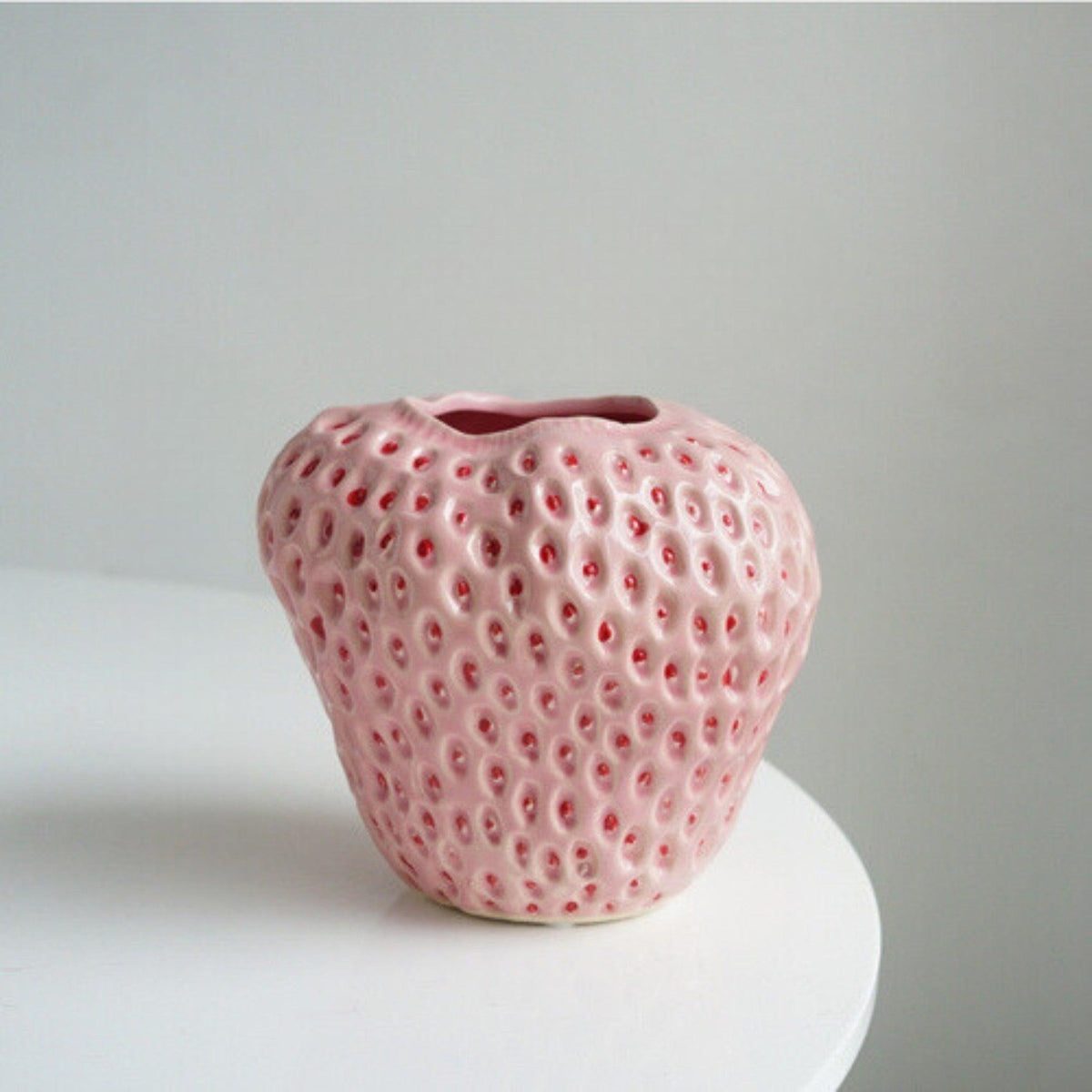 Strawberry Decorative Vase | Dimpled Seeds, Glossy Finish
