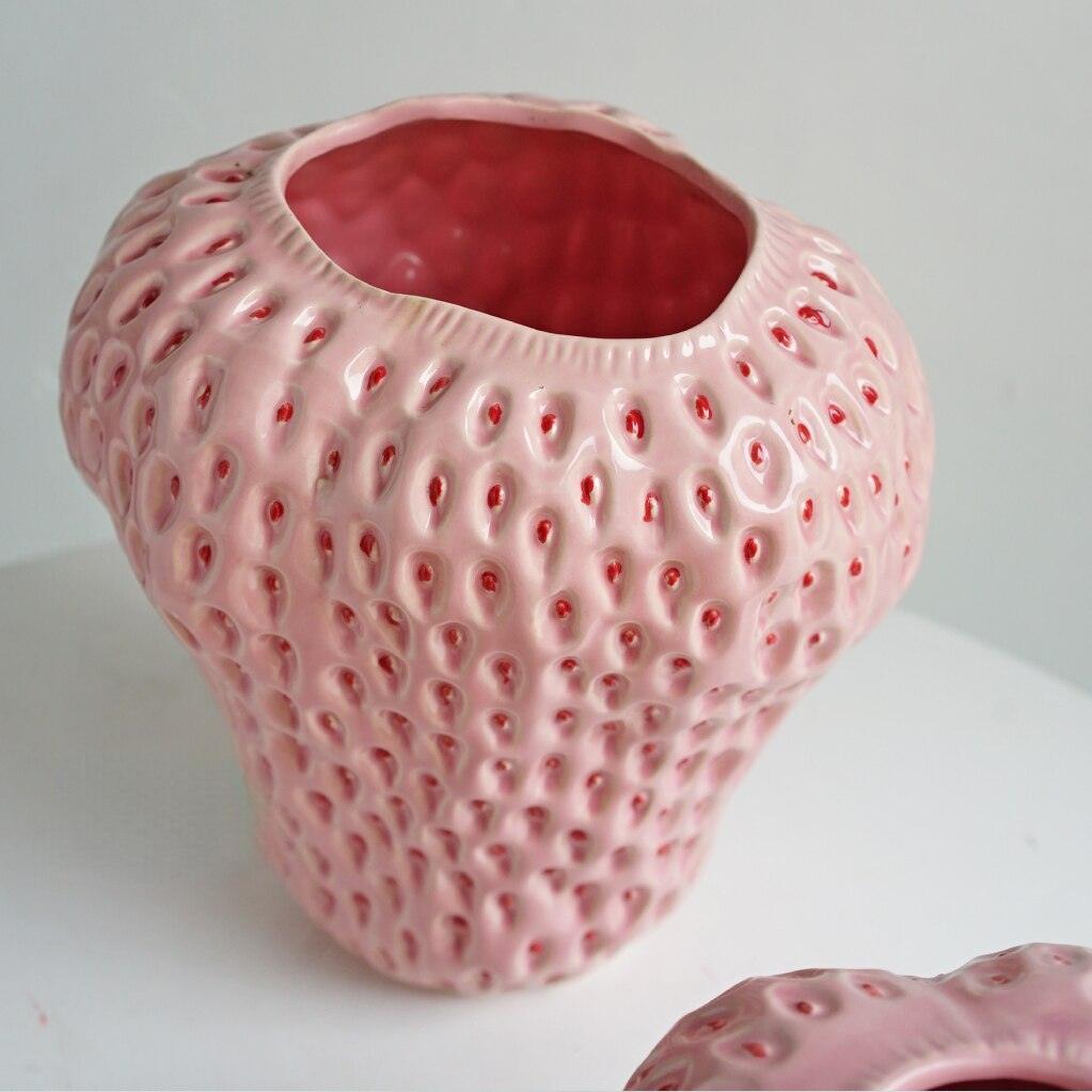 Strawberry Decorative Vase | Dimpled Seeds, Glossy Finish