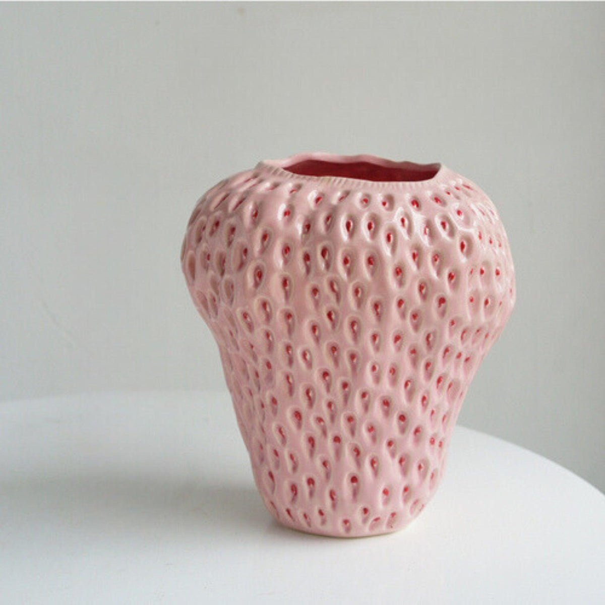 Strawberry Decorative Vase | Dimpled Seeds, Glossy Finish