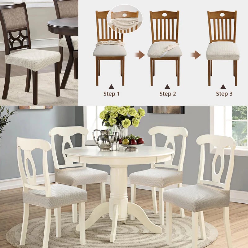 Stretch Chair Cover Polyester Knit | Waterproof Diamond Jacquard Design | Machine Washable Stain Protection For Chairs