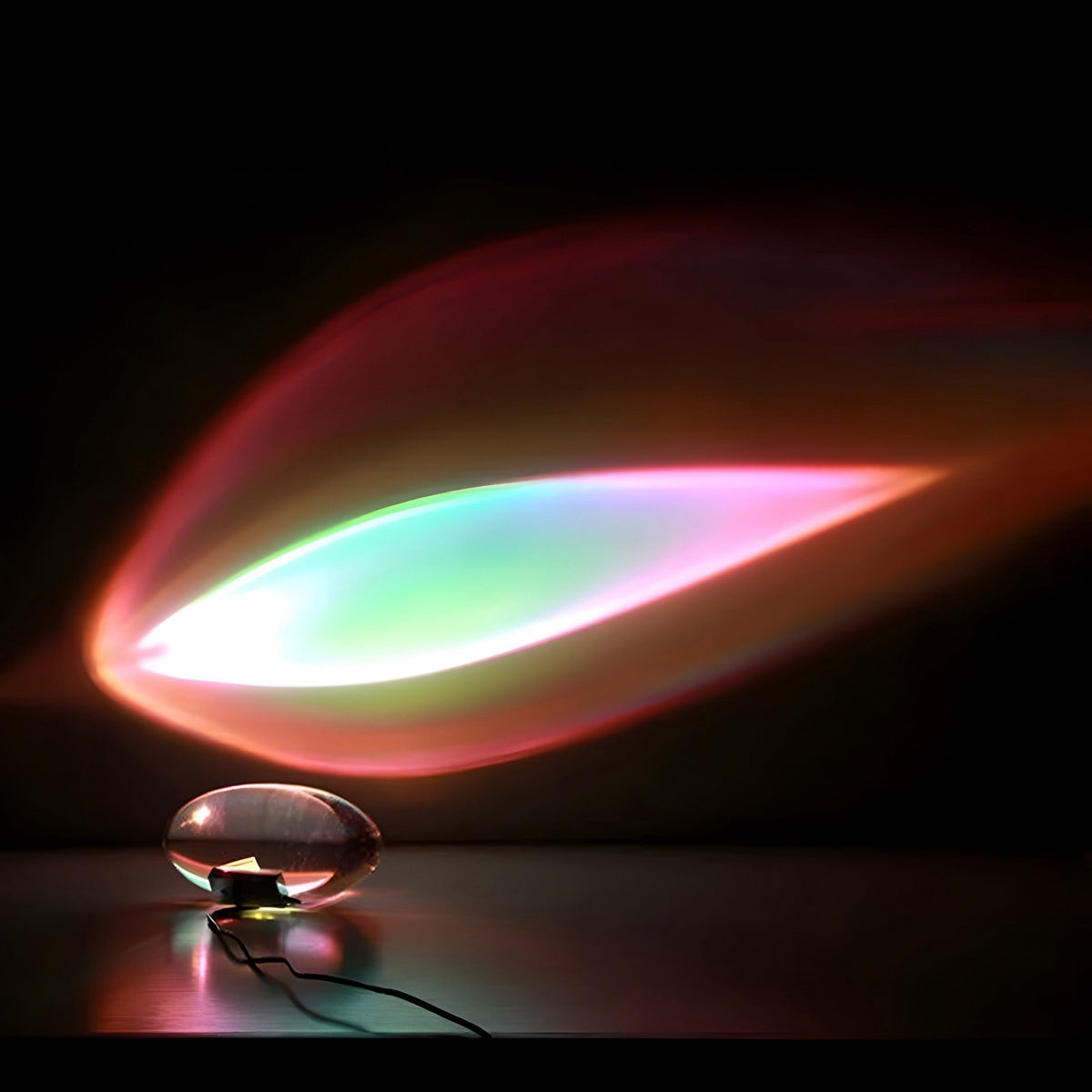 Sunset Projection Table Lamp Glass & Stainless Steel | 3 Interchangeable Lenses, USB Powered | Warm Ambient Light Effect